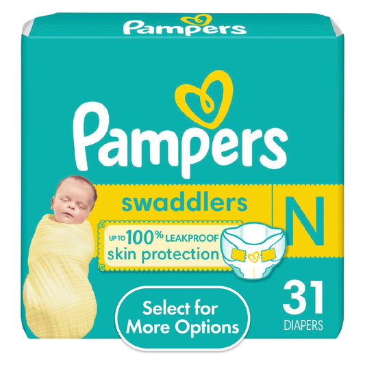 Pampers Swaddlers Diapers, Newborn, 31 Count (Select for More Options)