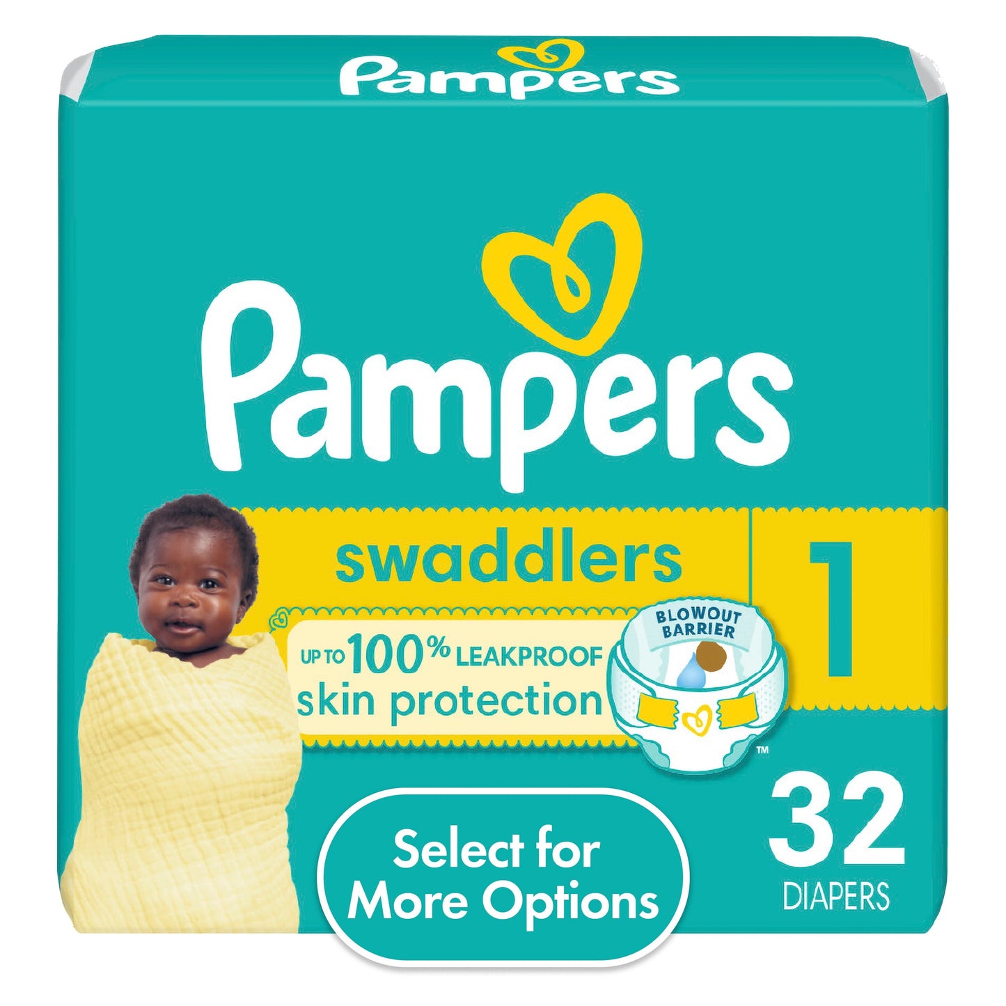 Pampers Swaddlers Diapers, Size 1, 32 Count