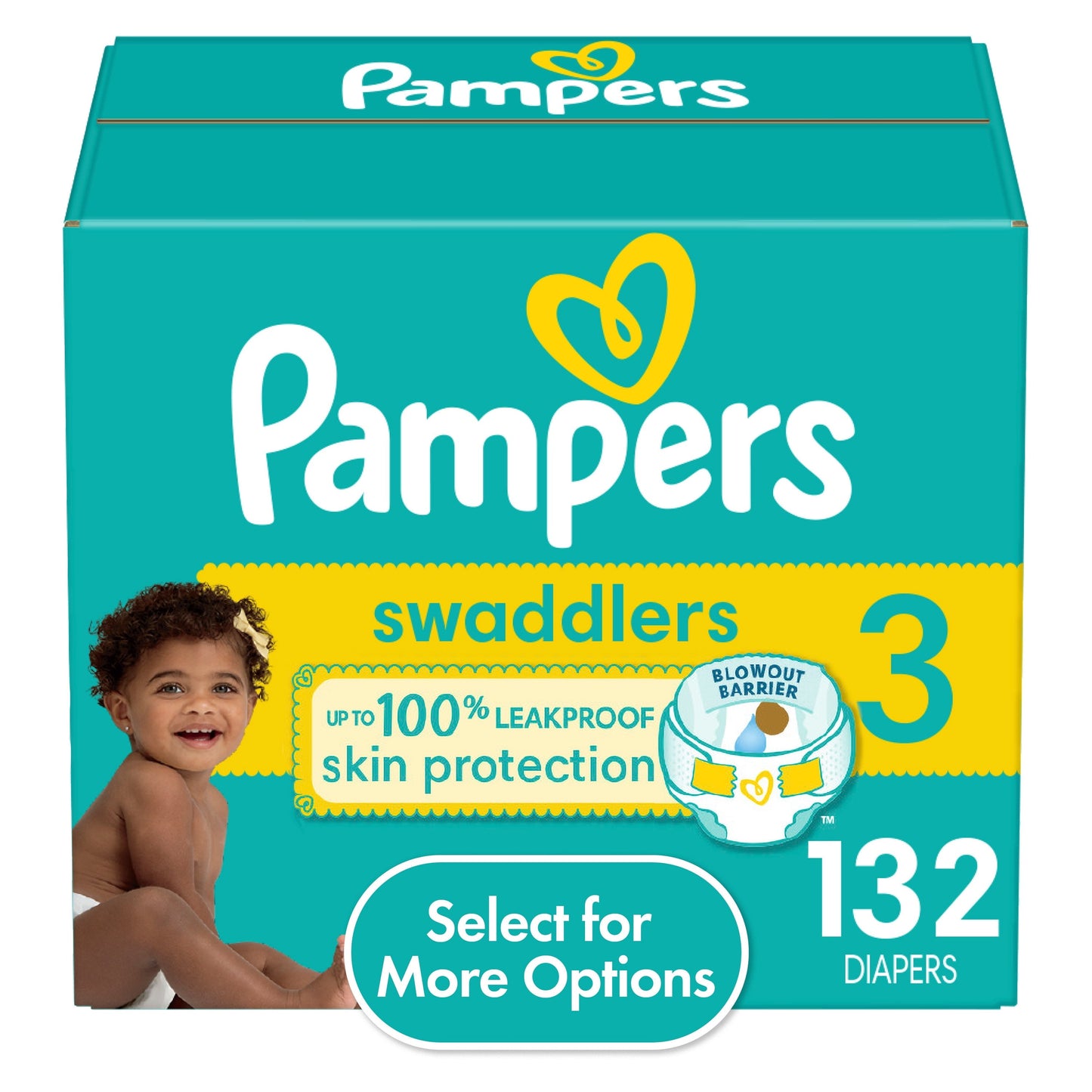 Pampers Swaddlers Diapers, Size 3, 132 Count (Select for More Options)