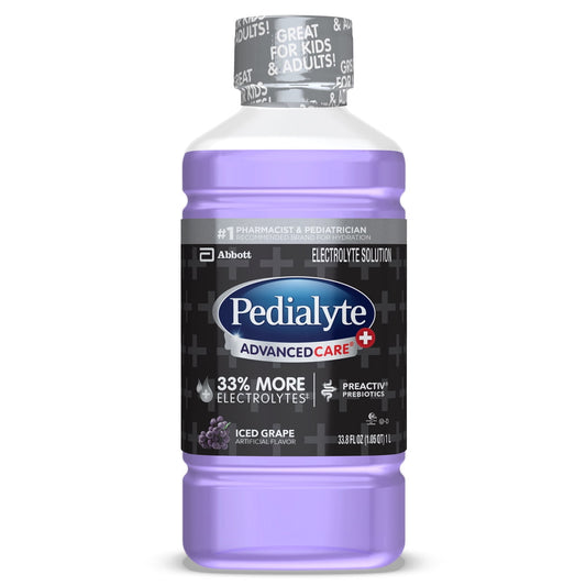 Pedialyte AdvancedCare Plus Electrolyte Solution, Iced Grape, 12 fl oz Bottle