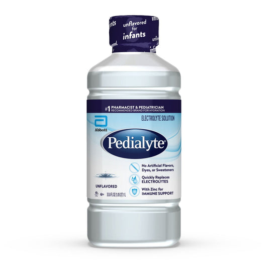 Pedialyte Electrolyte Solution, Unflavored, Hydration Drink, 1 Liter