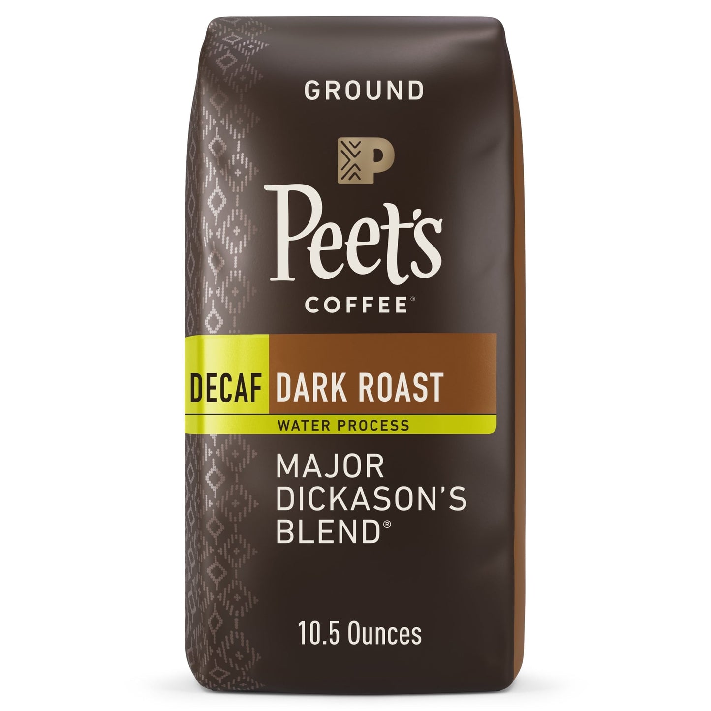 Peet's Coffee Decaf Major Dickason's Blend Ground Coffee, Premium Dark Roast, 100% Arabica, 10.5 oz