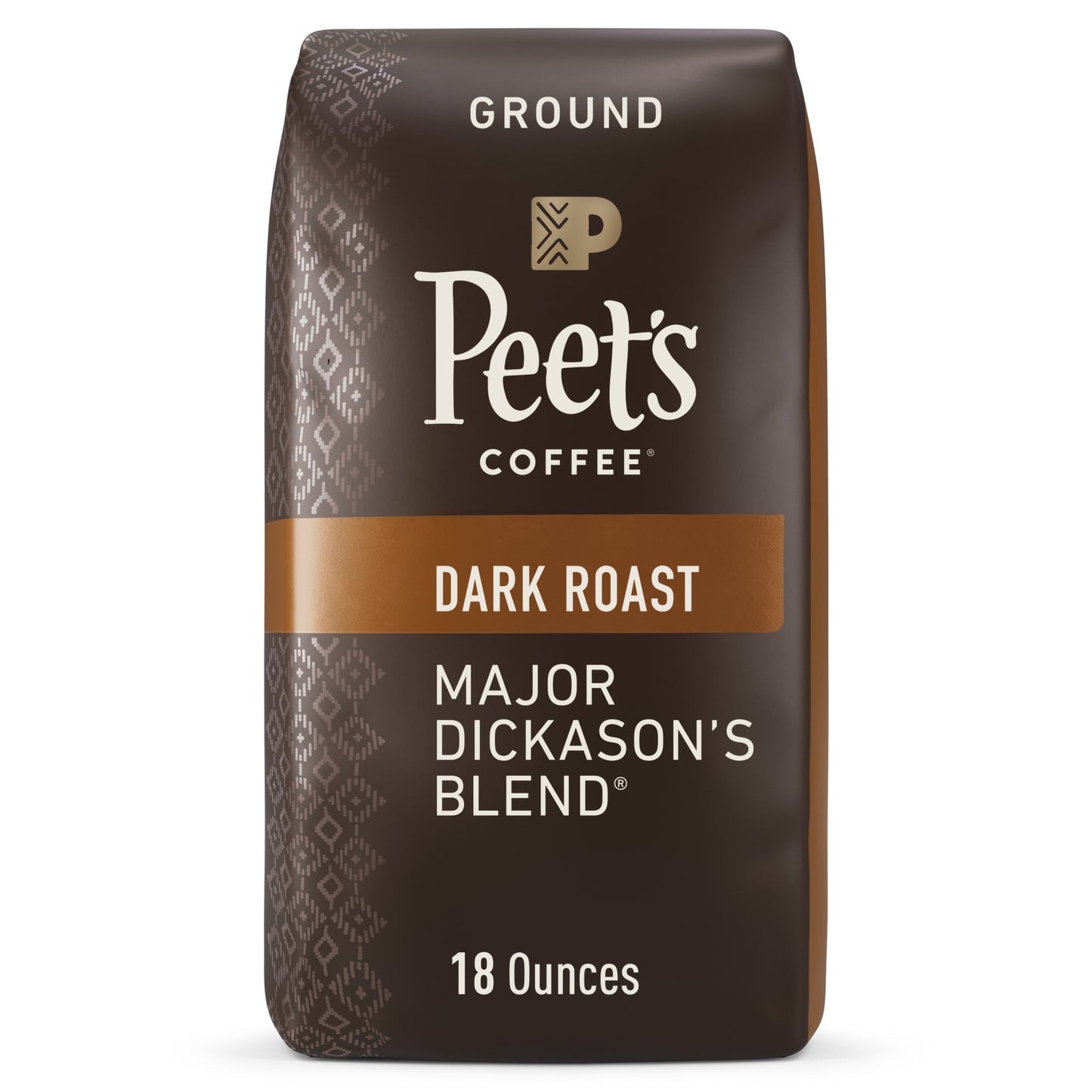 Peet's Coffee Major Dickason's Blend Ground Coffee, Premium Dark Roast, 100% Arabica, 18 oz