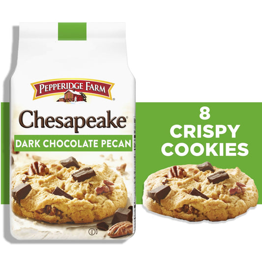 Pepperidge Farm Chesapeake Crispy Dark Chocolate Pecan Cookies, 7.2 oz Bag (8 Cookies)