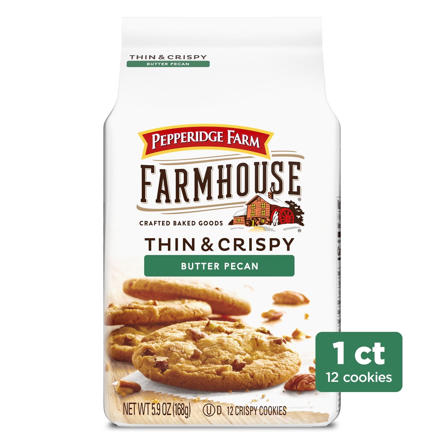 Pepperidge Farm Farmhouse Thin & Crispy Butter Pecan Cookies, 5.9 oz Bag