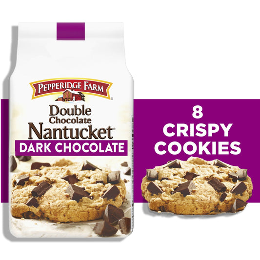 Pepperidge Farm Nantucket Crispy Double Dark Chocolate Chunk Cookies, 7.75 oz Bag (8 Cookies)