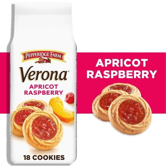 Pepperidge Farm Verona Apricot Raspberry Thumbprint Cookies, 6.75 oz Bag