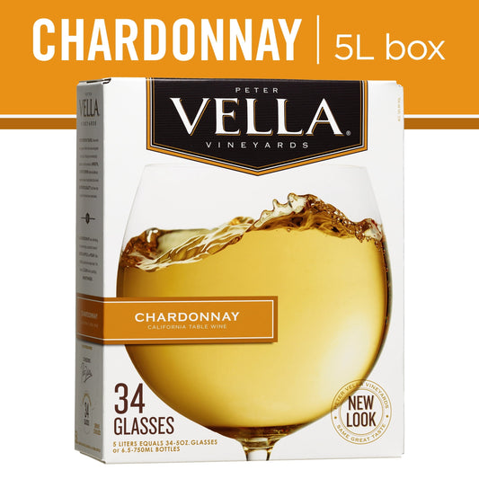 Peter Vella Chardonnay White Box Wine, California, 5 Liter Box