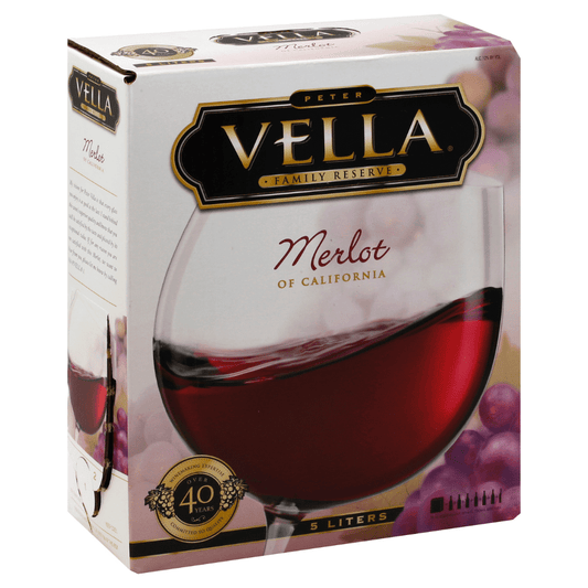 Peter Vella Merlot Wine, California,  5 Liter Paper Box