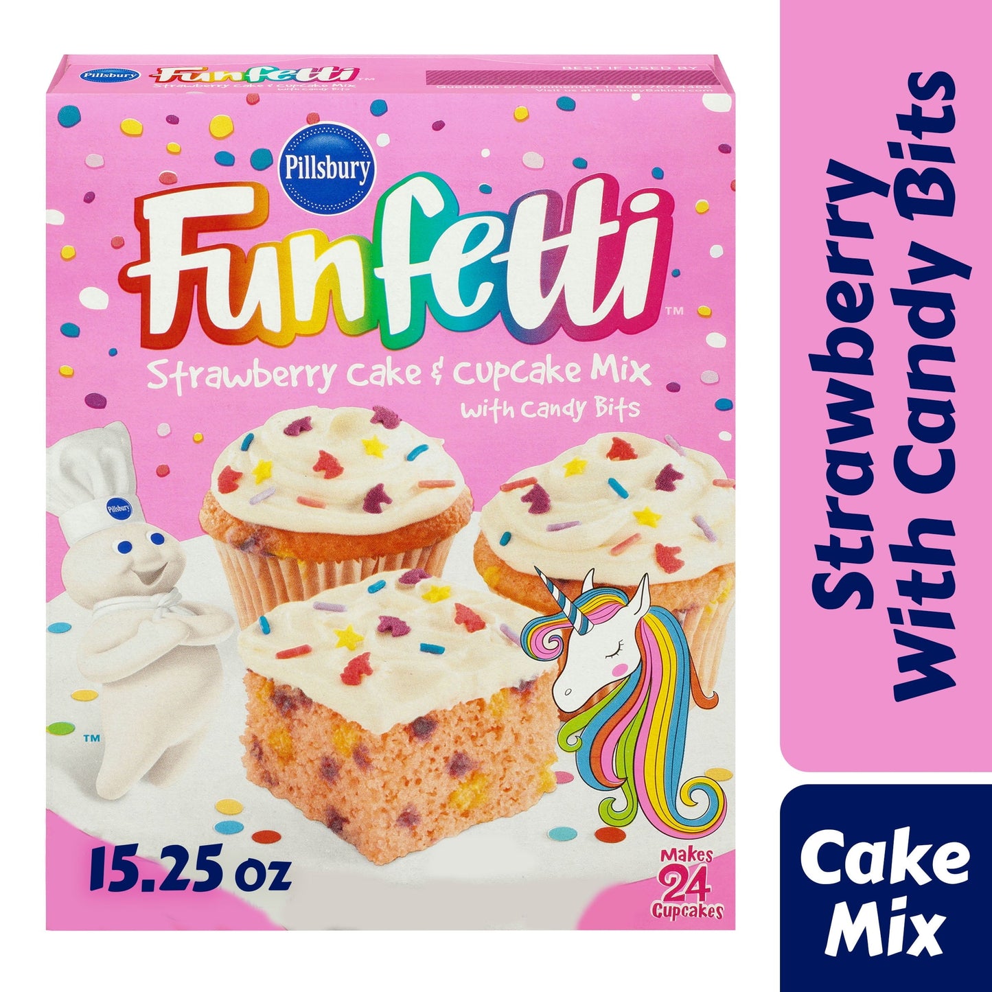 Pillsbury Funfetti Strawberry Cake Mix with Candy Bits, 15.25 Oz Box