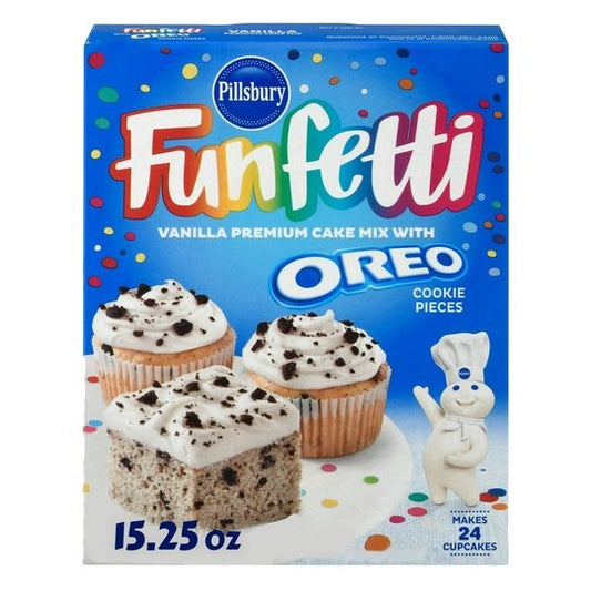 Pillsbury Funfetti Vanilla Cake Mix with OREO Cookie Pieces, 15.25 Oz Box