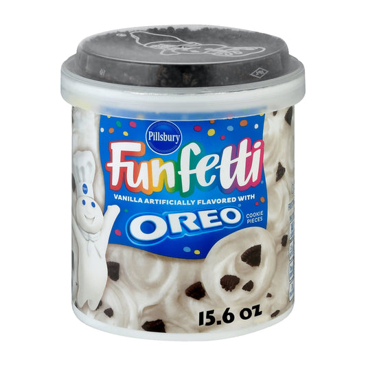 Pillsbury Funfetti Vanilla Frosting with OREO Cookie Pieces, 15.6 Oz Tub