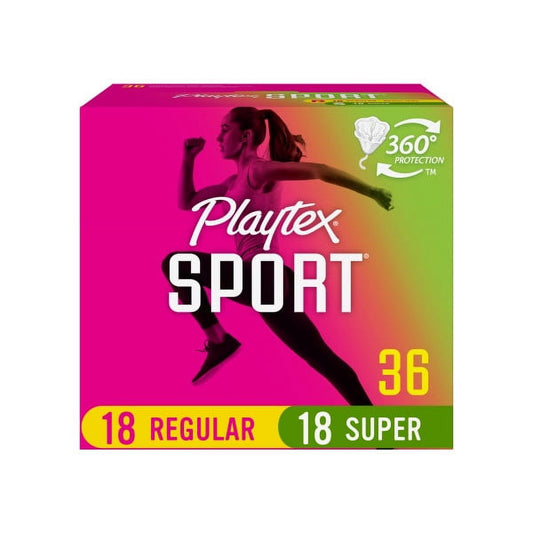 Playtex Sport Plastic Tampons, Unscented, Regular/Super, 36 Ct