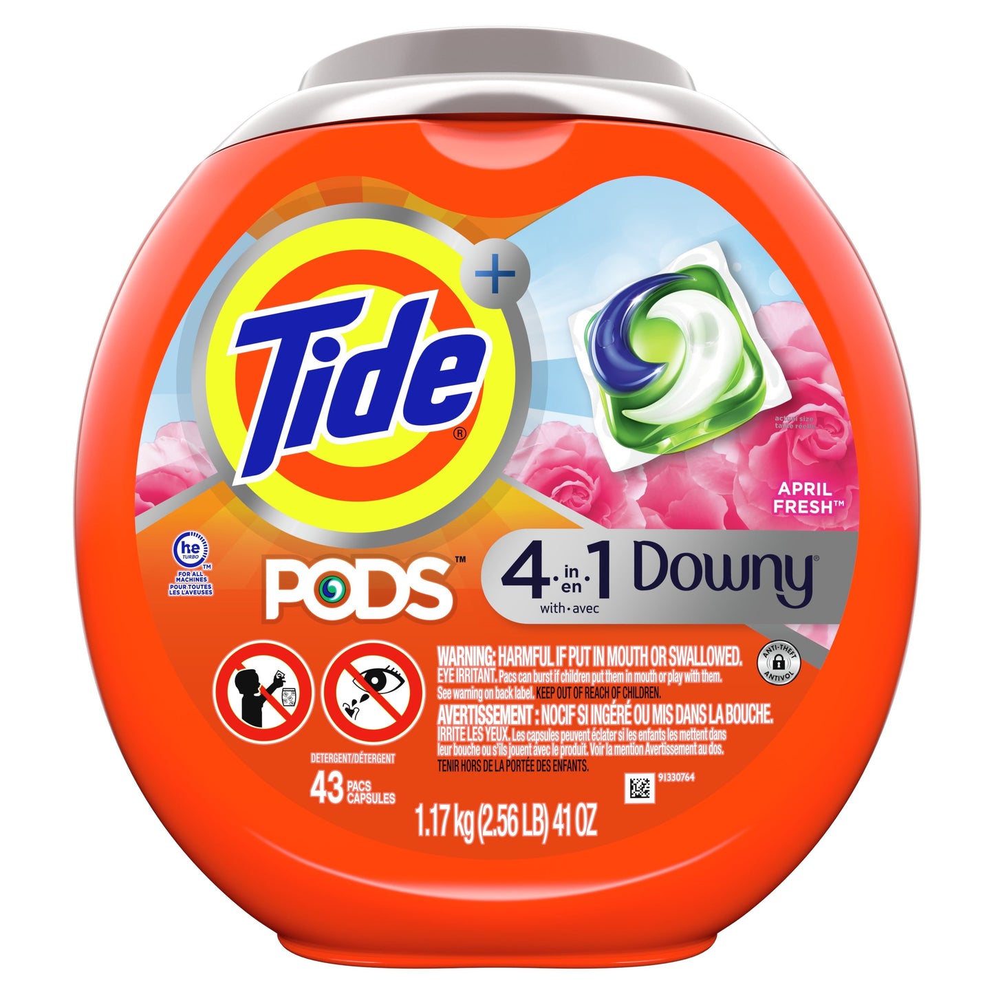 Pods with Downy 4 in 1 Laundry Detergent, 43 Count