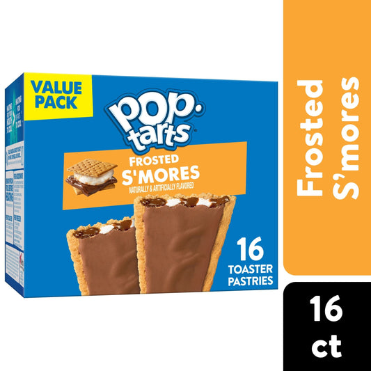 Pop-Tarts Frosted S'mores Instant Breakfast Toaster Pastries, Shelf-Stable, Ready-to-Eat, 27 oz, 16 Count Box