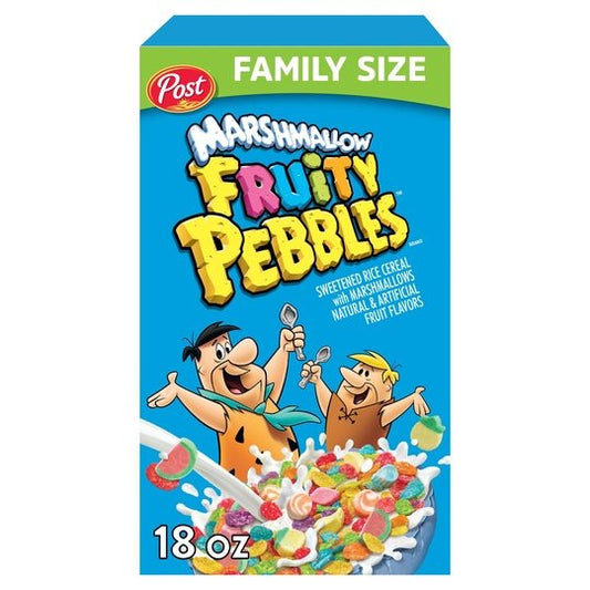 Post Fruity PEBBLES Marshmallow Cereal, 18 OZ Box