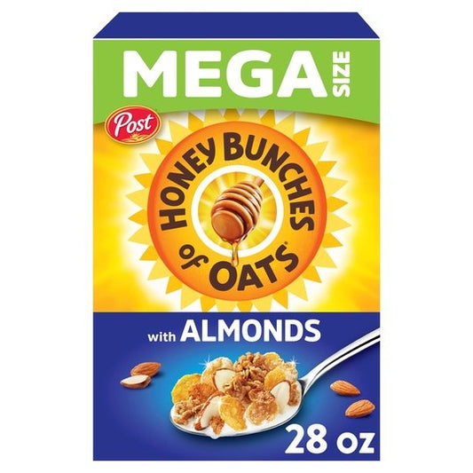 Post Honey Bunches of Oats with Almonds Breakfast Cereal, Family Size Cereal, 28 oz Box