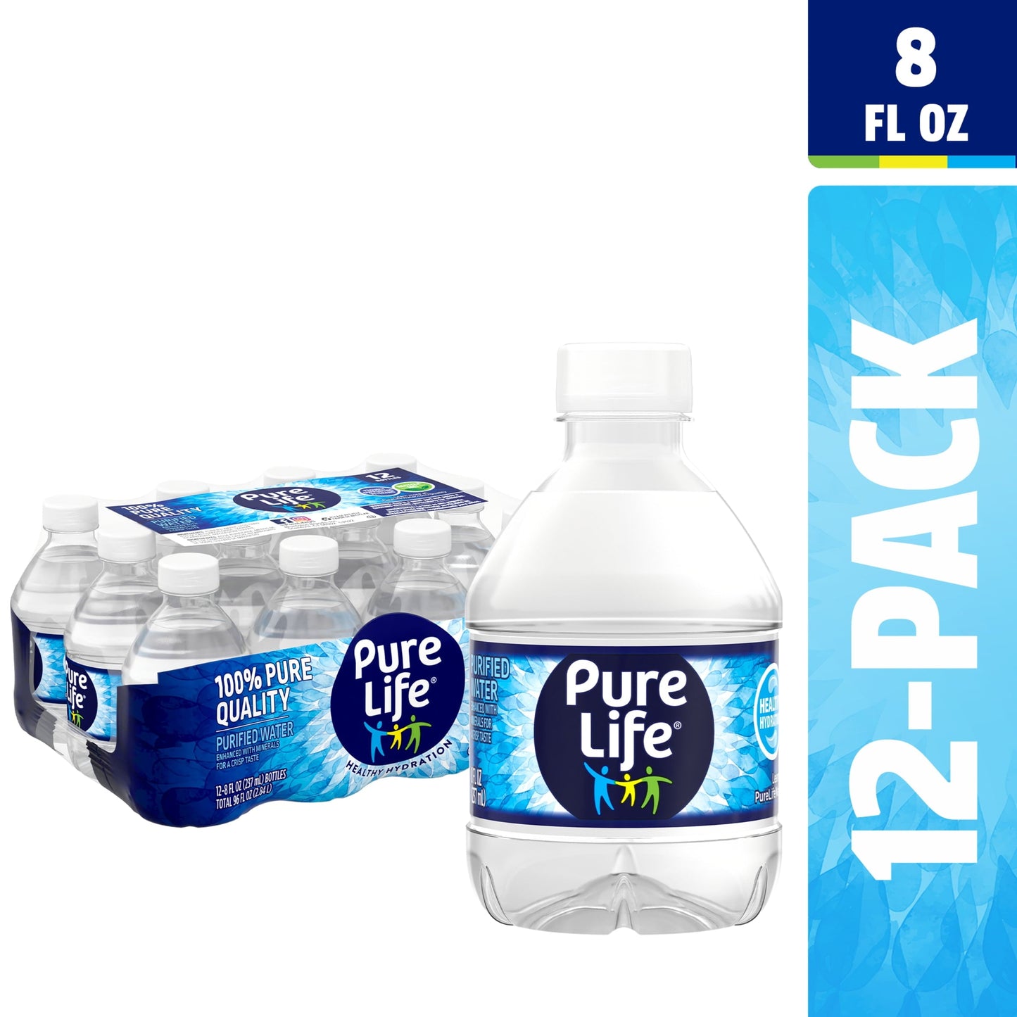 Pure Life Purified Water, 8 Fl Oz, Plastic Bottled Water (12 Pack)