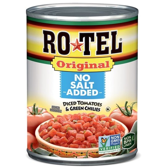 ROTEL Original No Salt Added Diced Tomatoes and Green Chilies, 10 oz.