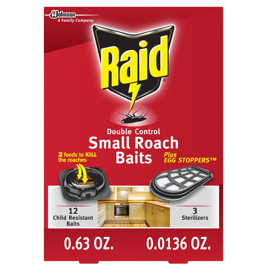 Raid® Double Control Small Roach Baits Plus Egg Stoppers for Cockroaches, 12 ct & 3 ct