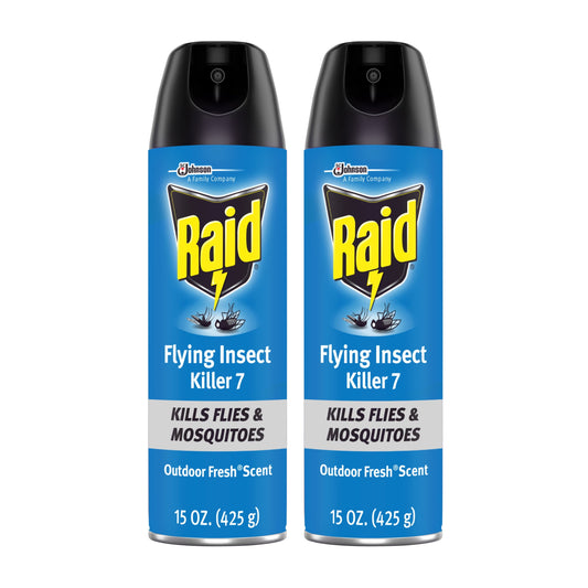 Raid Flying Insect Killer 7, Get Rid of Flies & Other Bugs Indoors & Out, 15 oz, 2 Count