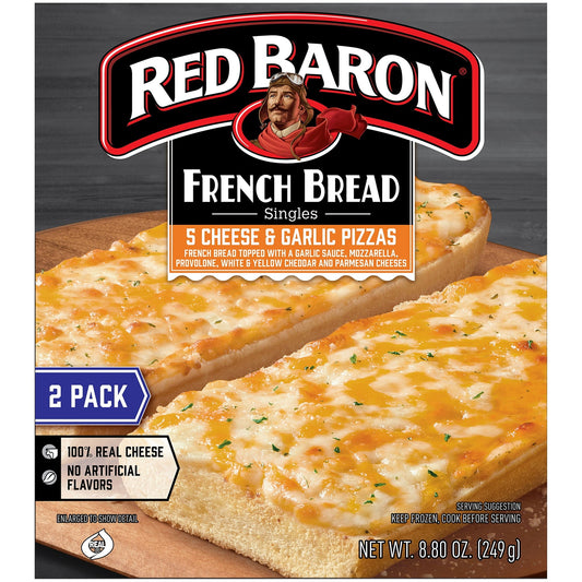 Red Baron French Bread Cheese and Garlic Frozen Pizza 2 Ct 8.8 oz (Frozen)