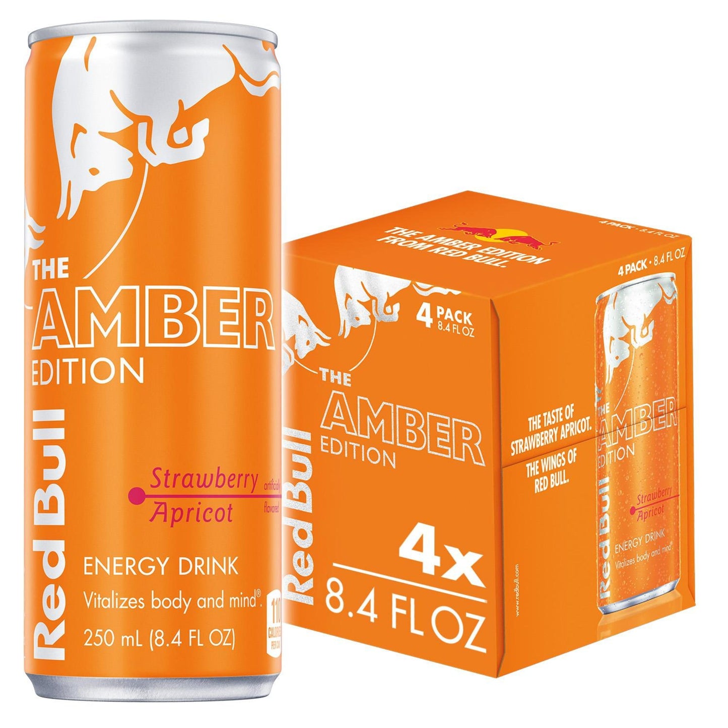 Red Bull Amber Edition Strawberry Apricot Energy Drink, 8.4 fl oz, Pack of 4 Cans