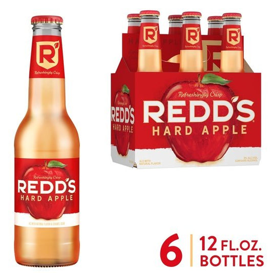 Redd's Hard Apple Fruit Beer, 6 Pack, 12 fl oz Bottles, 5% ABV