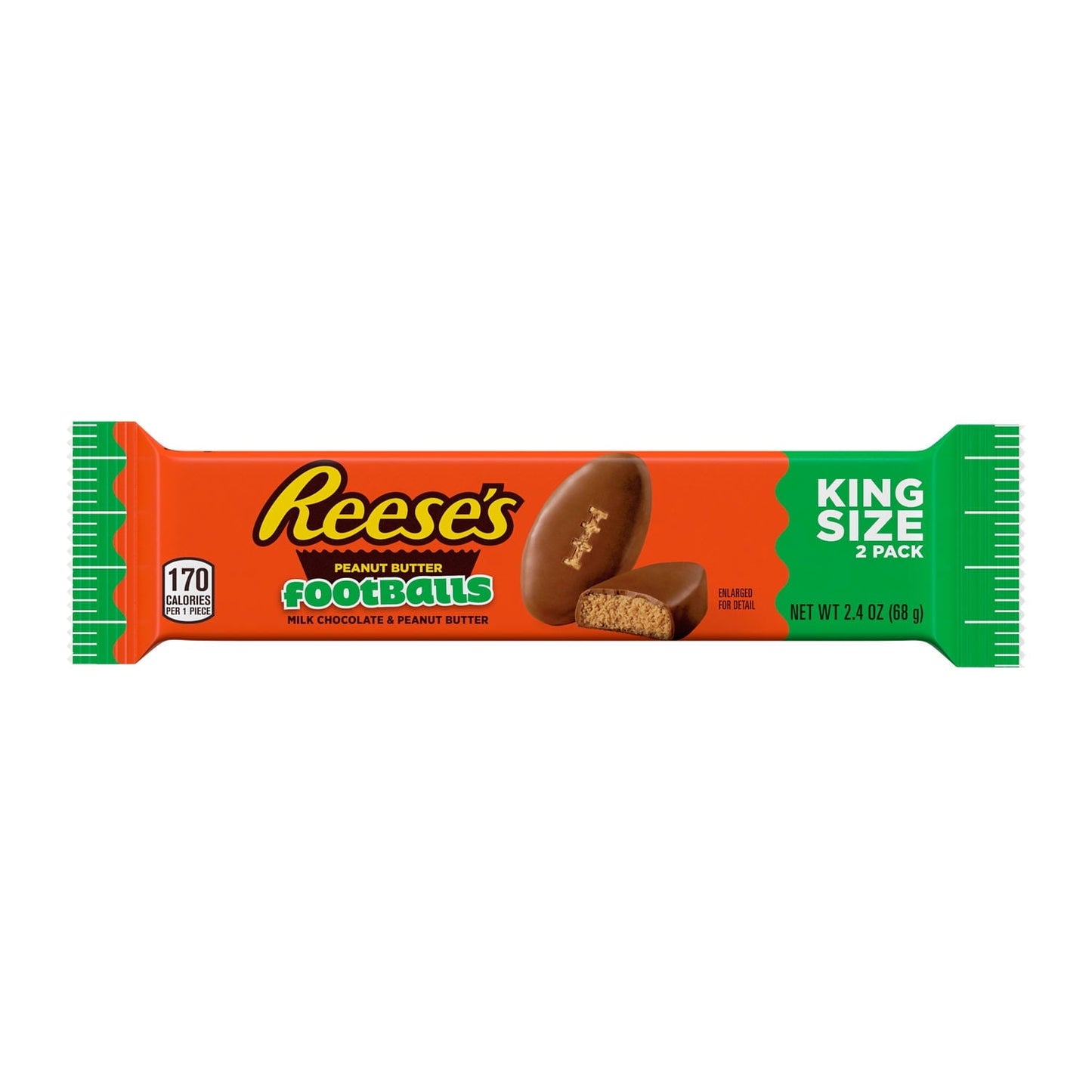 Reese's Milk Chocolate King Size Peanut Butter Footballs Candy, Pack 2.4 oz