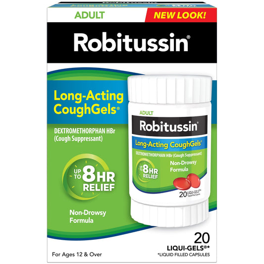 Robitussin Long-Acting Adult Coughgels Liqui-Gels Capsules, 20 Count