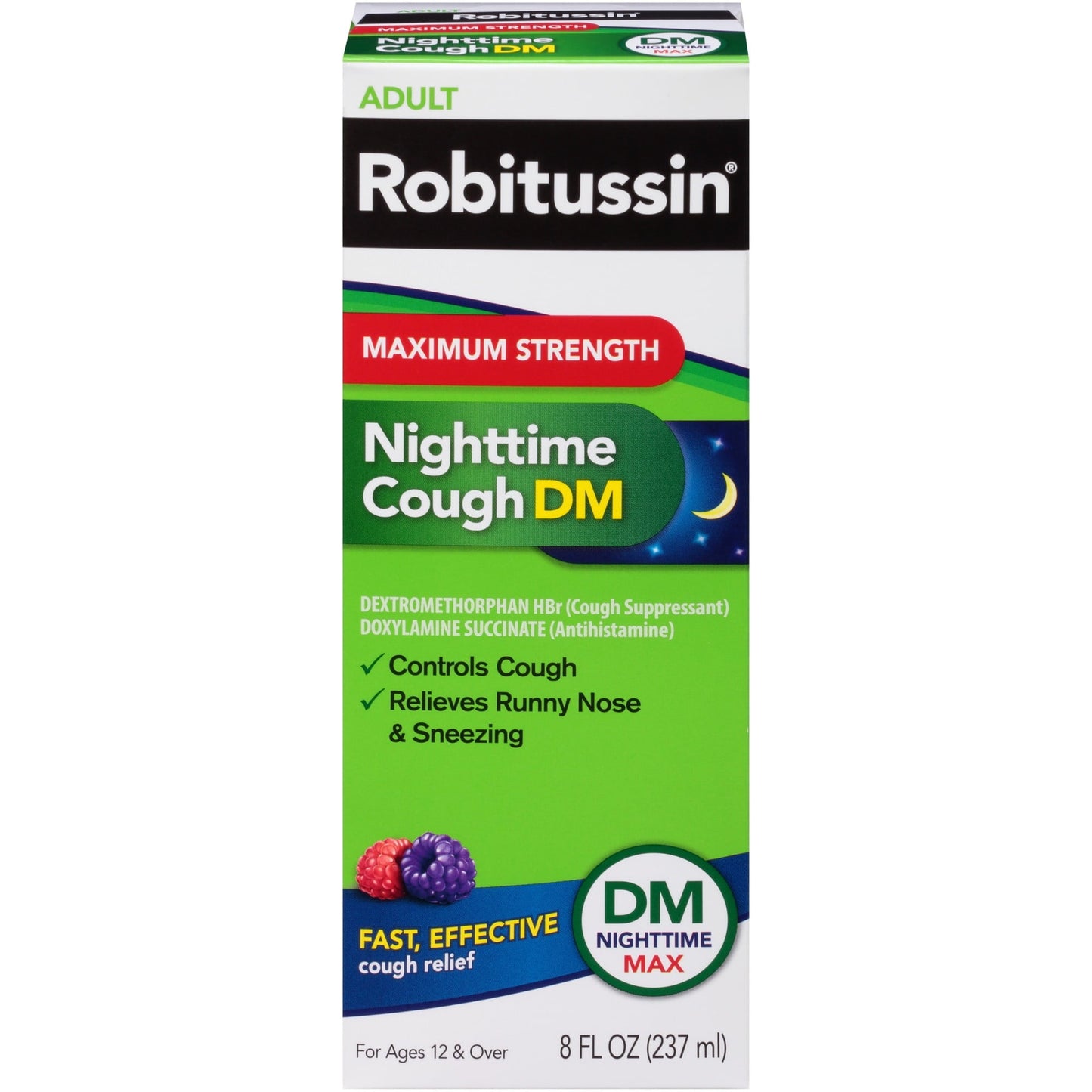 Robitussin Max Strength Cough Congestion DM and Cold Medicine for Nighttime Relief, Berry, 8 Fl Oz