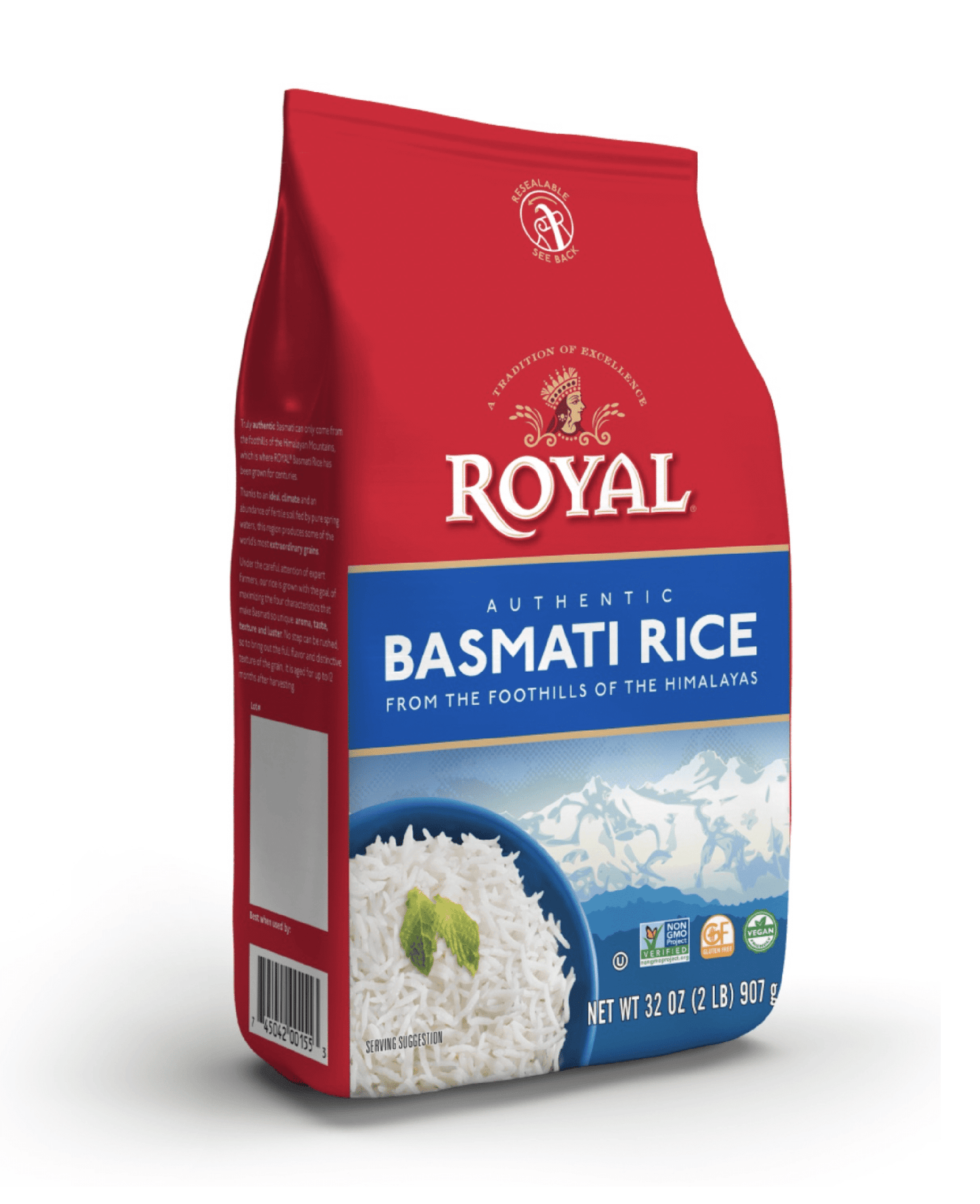 Royal White Basmati Long Grain Rice, Bulk Bag, 2 Lb