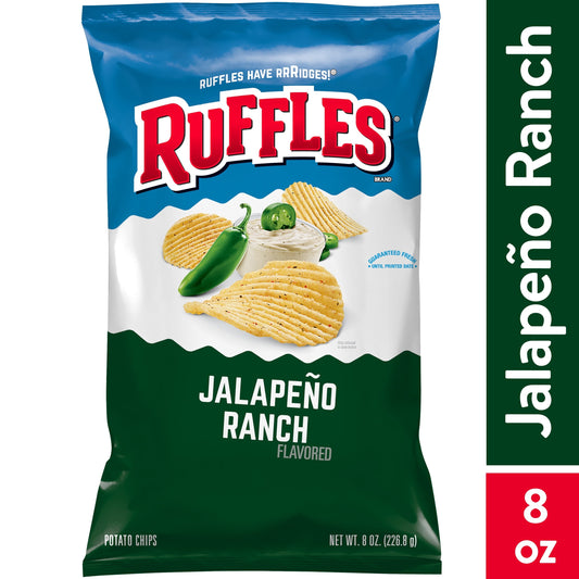 Ruffles Potato Chips Jalapeno Ranch Flavored 8.0 Oz