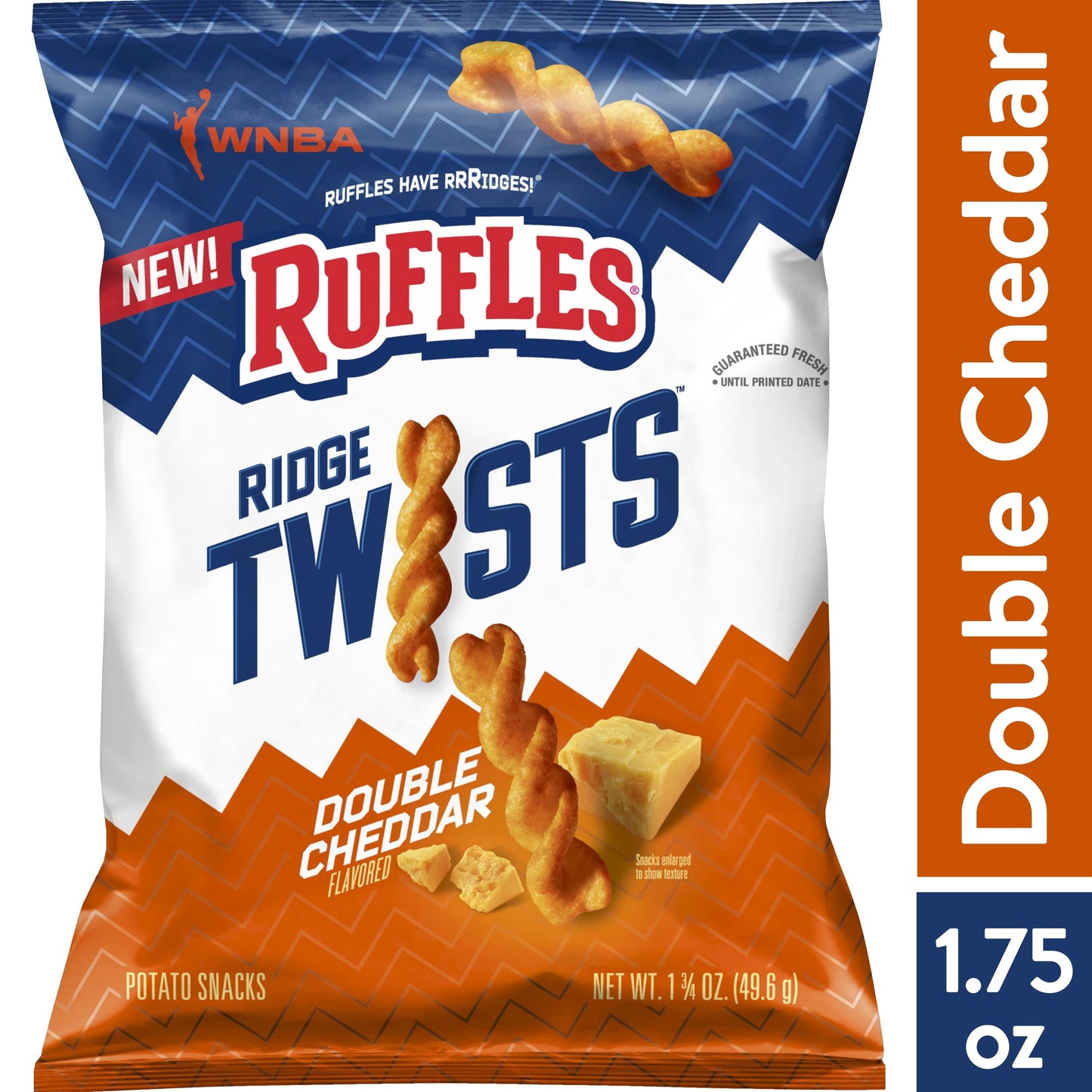 Ruffles Potato Chips Ridge Twists Double Cheddar Snack Chips, 1.75 oz Bag