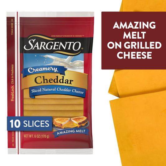 Sargento® Creamery Sliced Natural Cheddar Cheese, 10 slices