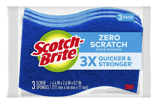 Scotch-Brite Zero Scratch Non-Scratch Scrub Sponges, 3 Scrubbing Sponges