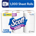 Scott 1000 Toilet Paper, 12 Rolls, 1,000 Sheets Per Roll (12,000 Total)