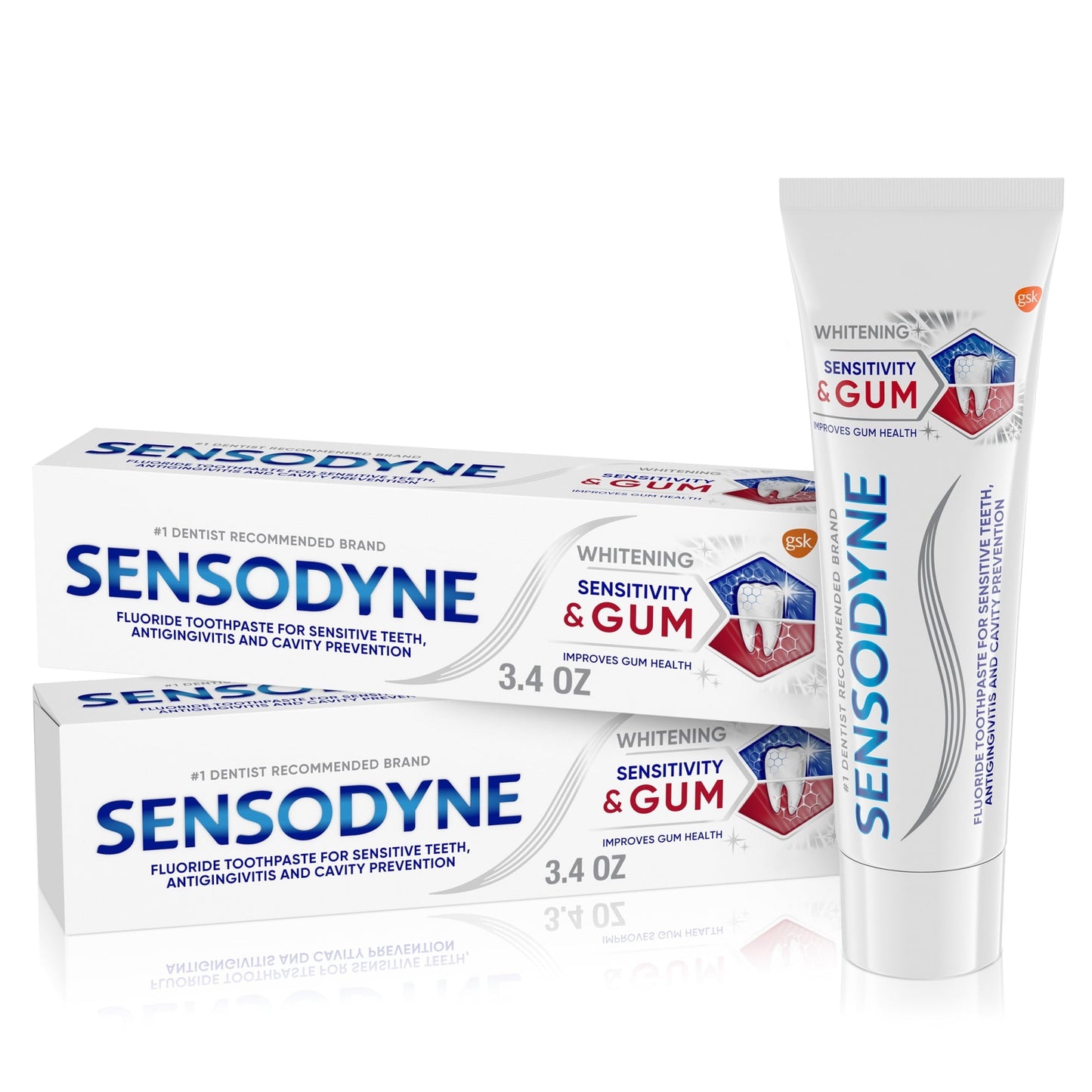 Sensodyne Whitening & Gum Sensitive Toothpaste, 3.4 Oz, 2 Pack