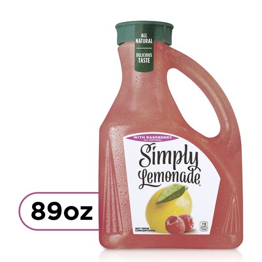 Simply Non GMO All Natural Raspberry Lemonade Juice, 89 fl oz Bottle