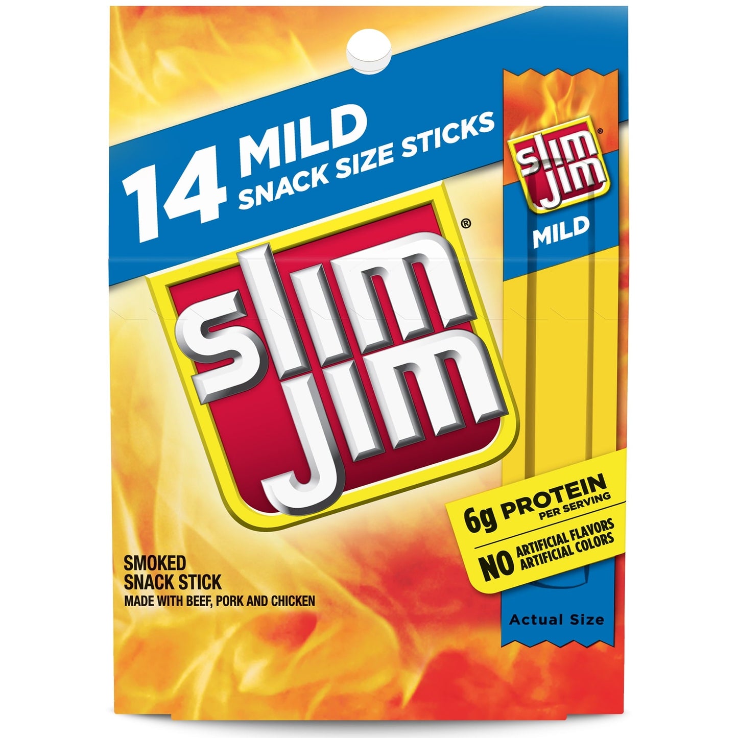 Slim Jim Mild Smoked Snack Stick Snack Size, 0.28 oz, 14 count