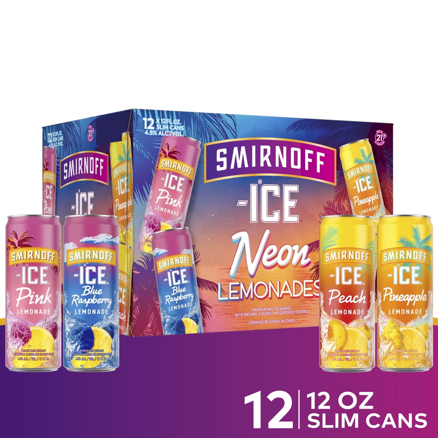 Smirnoff Ice Neon Lemonade Variety Pack, 12oz Cans, 12pk