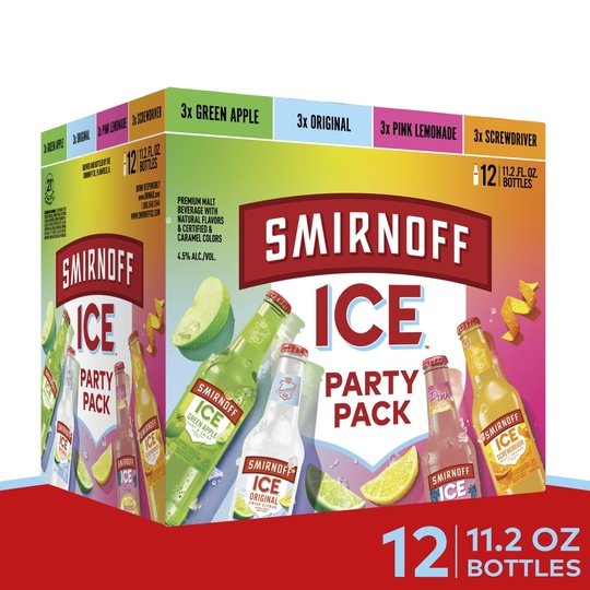 Smirnoff Ice Sparkling Drink Party Pack, 11.2oz Bottles, 12pk