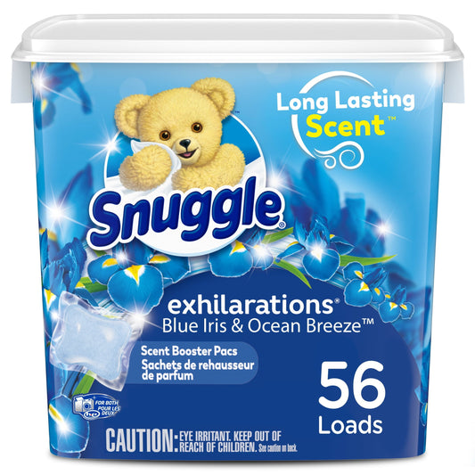 Snuggle Exhilarations In Wash Laundry Scent Booster Pacs, Blue Iris & Ocean Breeze, 56 Count