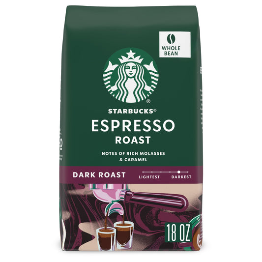Starbucks Arabica Beans Espresso Roast, Dark Roast, Whole Bean Coffee, 18 oz