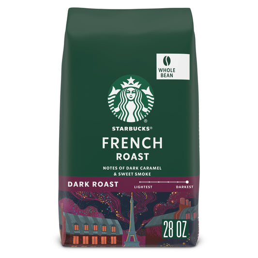 Starbucks Arabica Beans French Blend, Dark Roast, Whole Bean Coffee, 28 oz