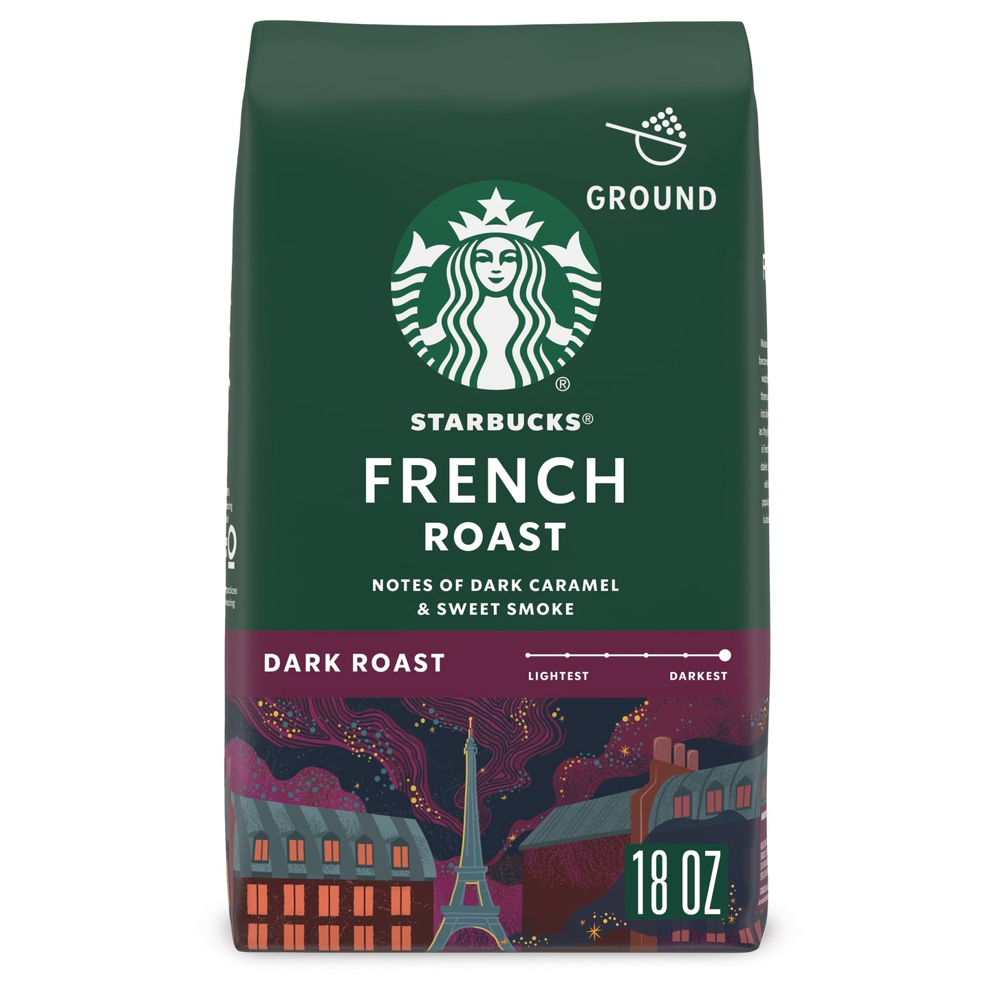 Starbucks Arabica Beans French Roast, Dark Roast, Ground Coffee, 18 oz