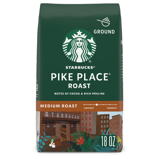 Starbucks Arabica Beans Pike Palace Roast, Medium Roast, Ground Coffee, 18 oz