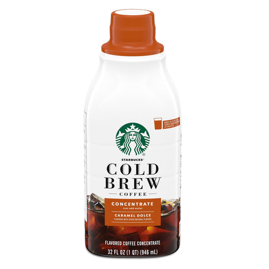 Starbucks Cold Brew Caramel Dolce, Bottled Coffee Drink Concentrate, 32 fl oz