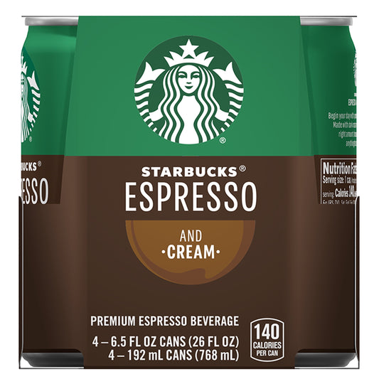 Starbucks Espresso & Cream Premium Espresso Beverage, 6.5 fl oz, 4 count