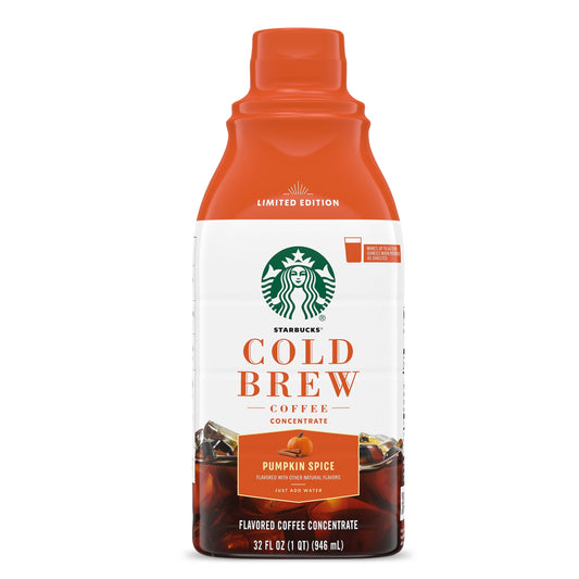 Starbucks Pumpkin Spice Naturally Flavored Cold Brew Coffee Concentrate, 32 Fl Oz